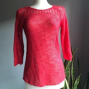 J. Jill Red Knit Top with 3/4 sleeve